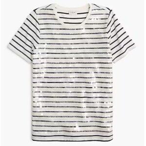 J Crew Factory Striped Sequin-embellished Tee